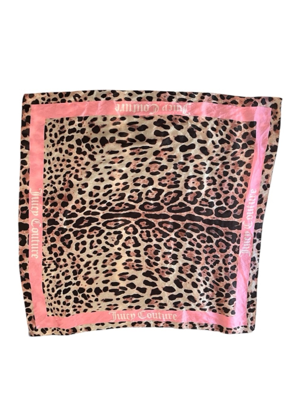 Y2K Juicy Couture Pink and Leopard Scarf